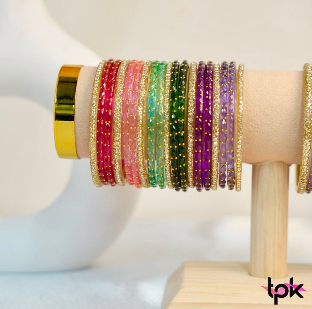 Multicolor Rain drop Glass Bangle Stack