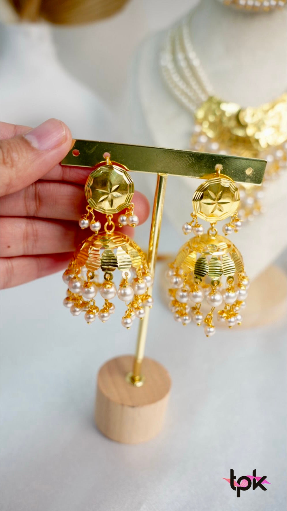 Pearl Gold Finished Choker & Jhumki Set