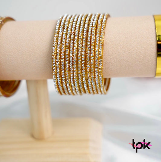 Glass Golden Shiny Bangles