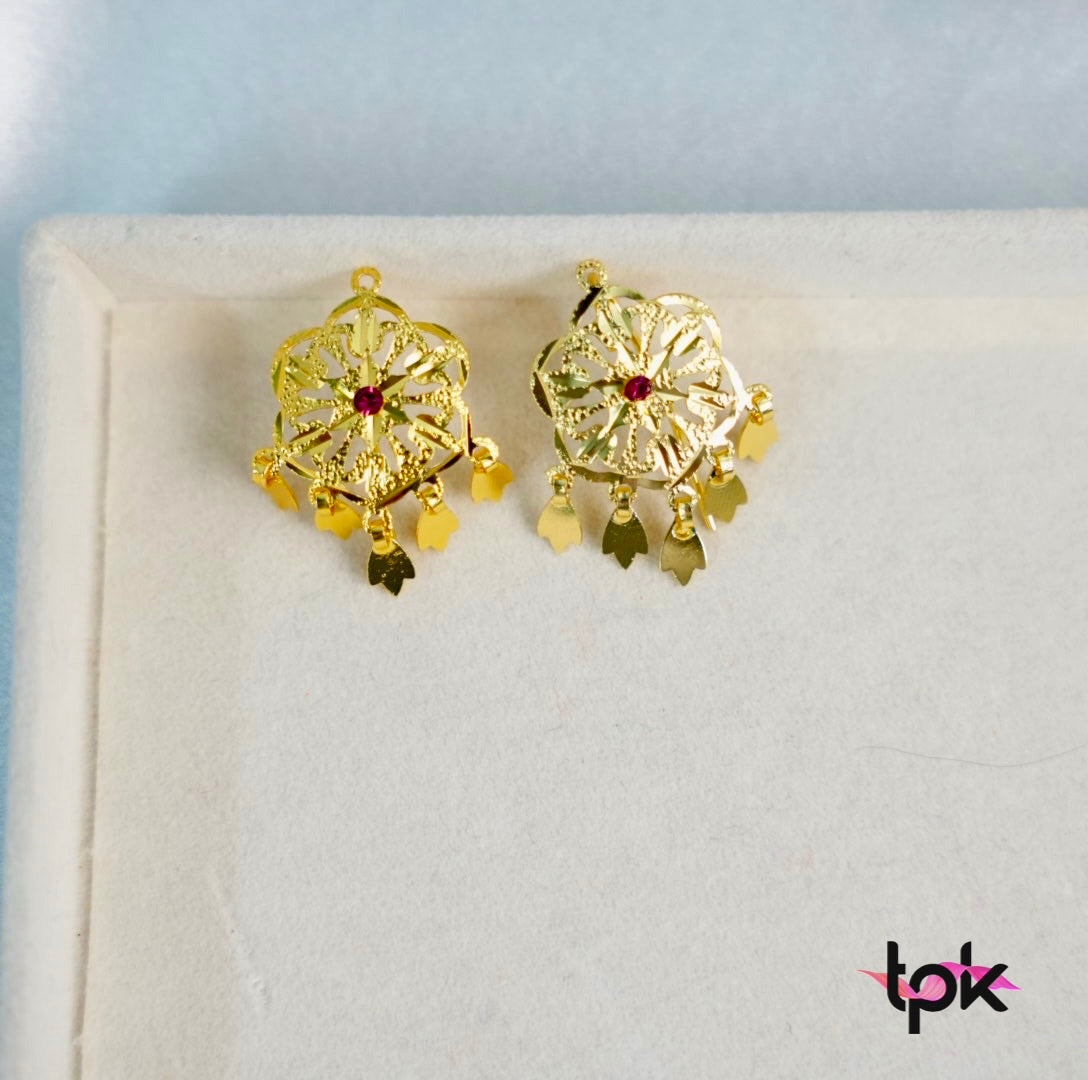 Gold Finished Small Flower Earrings