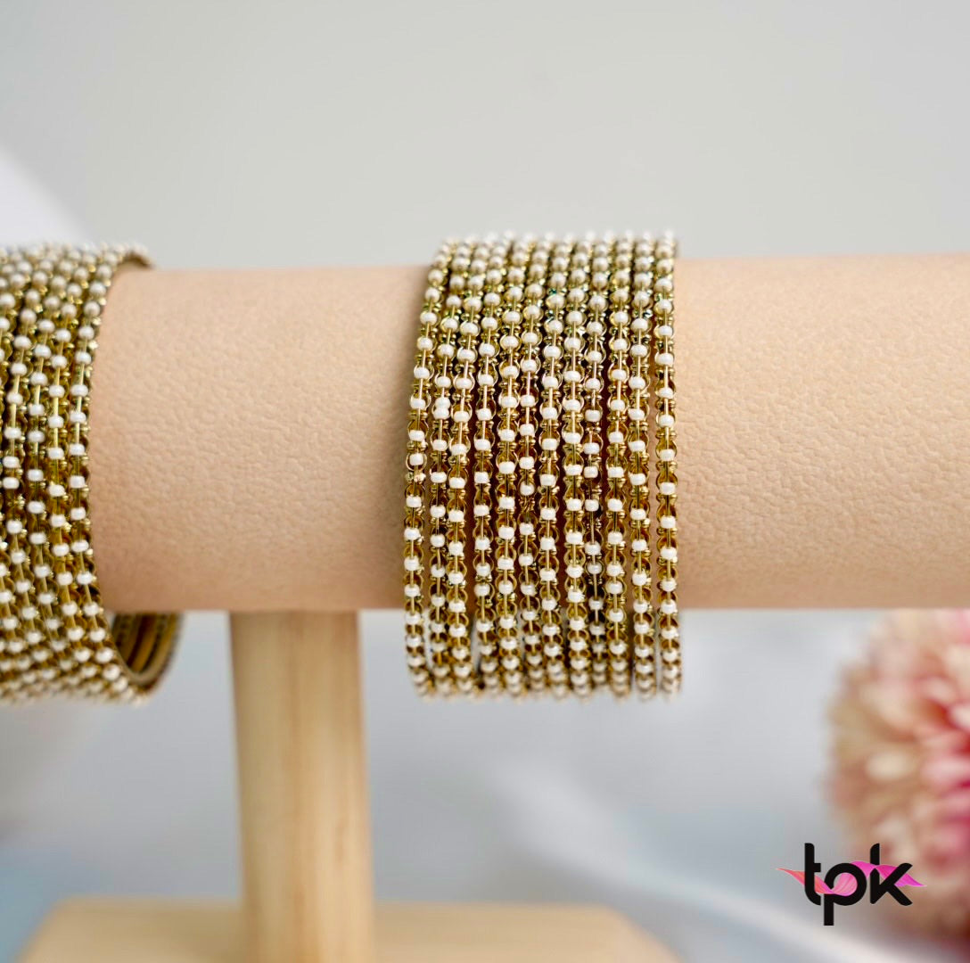 Pretty in Pearl Metal Bangle Set