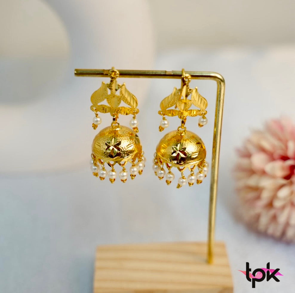 Gold Finished Jhumki Earrings