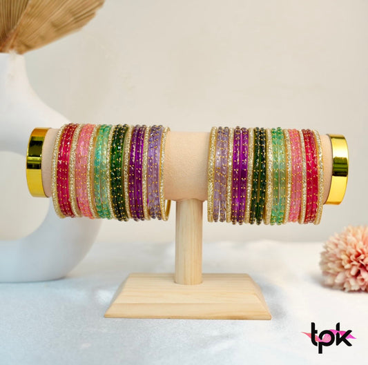 Multicolor Rain drop Glass Bangle Stack