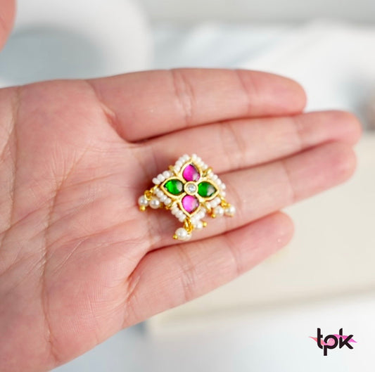 Pachi Kundan Flower Hair Pin