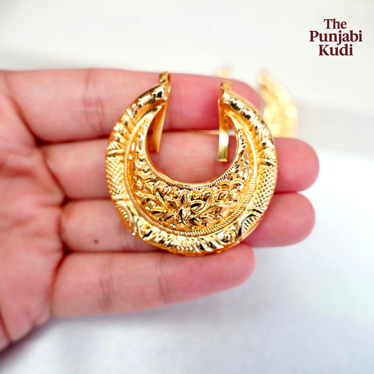 Gold Finished Chand Hair Clips Pair