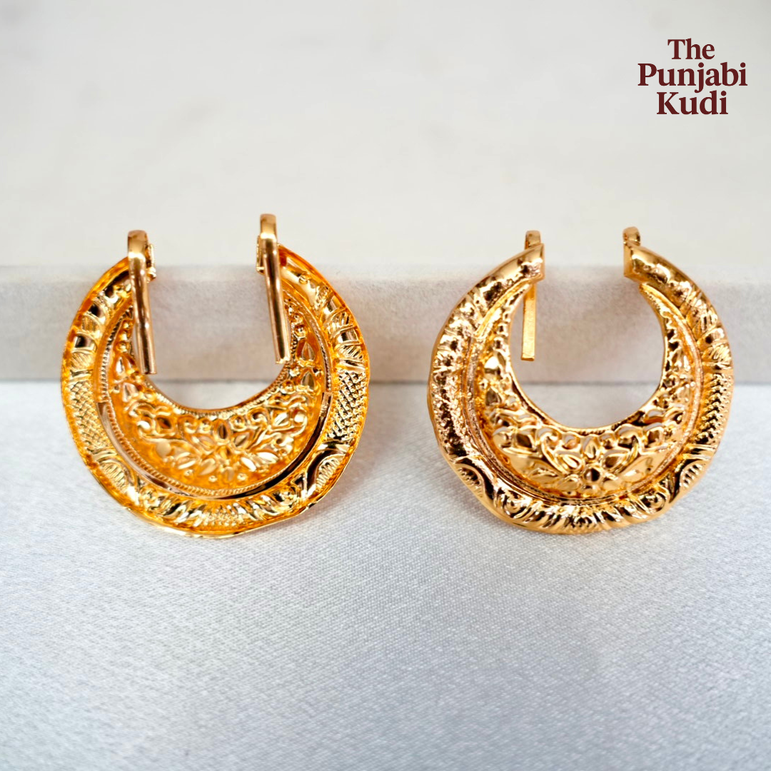 Gold Finished Chand Hair Clips Pair