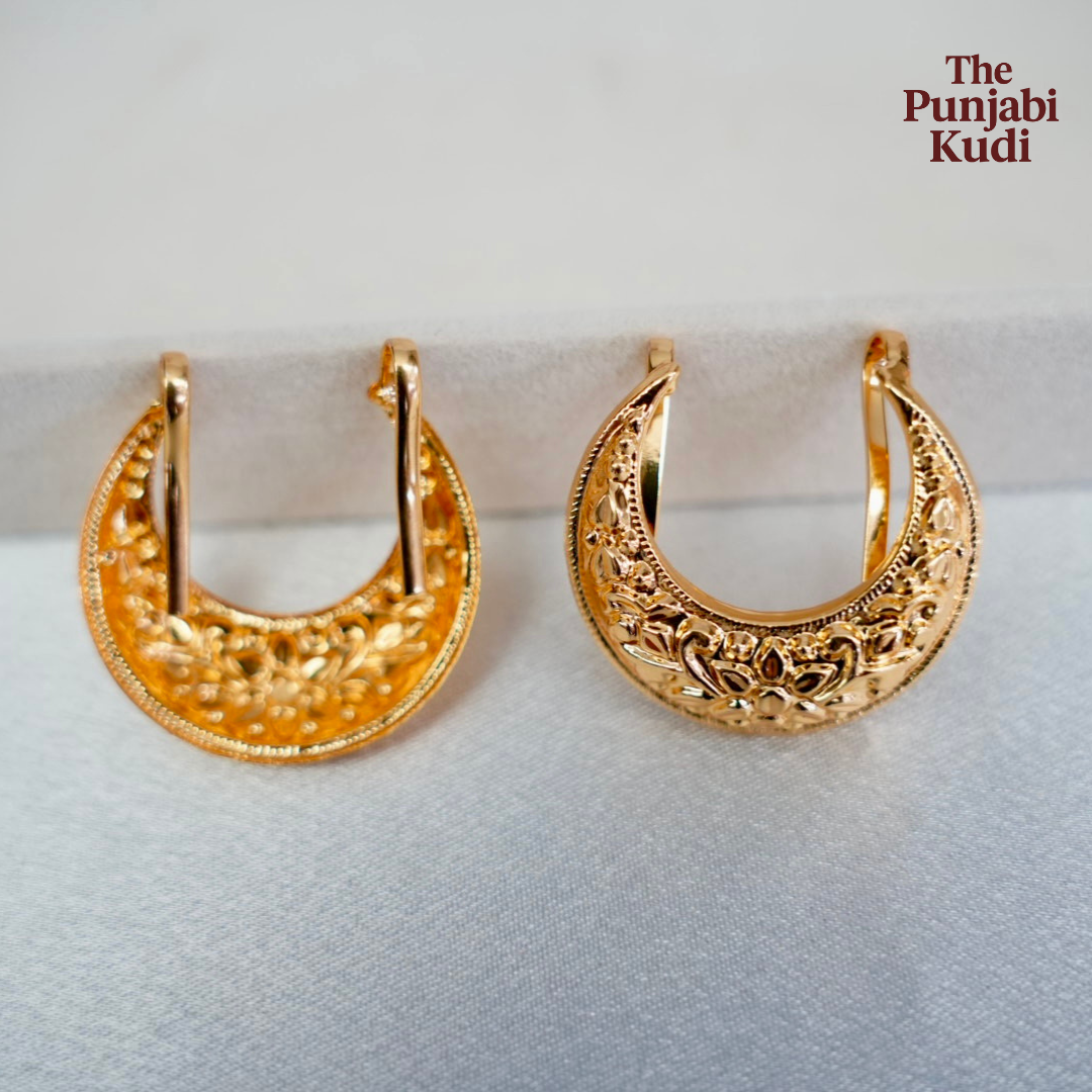 Gold Finished Chand Hair Clips Pair Small