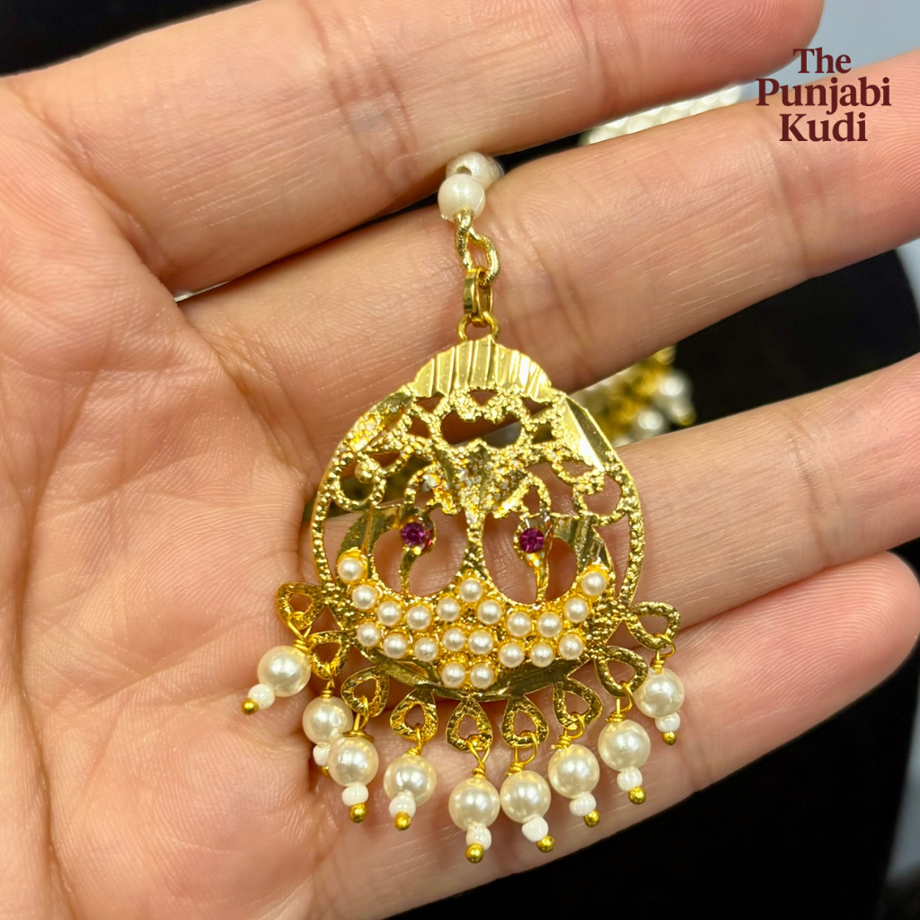 Jadau Morni Pearl Gold Finished Choker Necklace Set