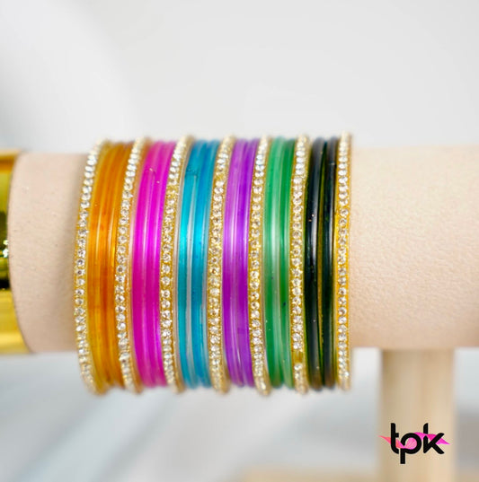 Multicolor Jelly Glass Bangle Stack
