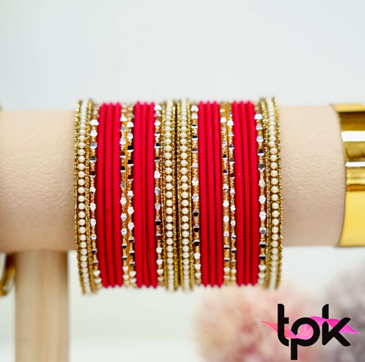 Pretty in Red Metal Bangle Set
