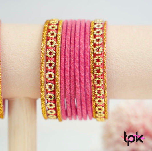 Velvet Glass Bangle Collection - Light Pink