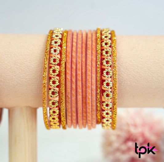 Velvet Glass Bangle Collection - Peach