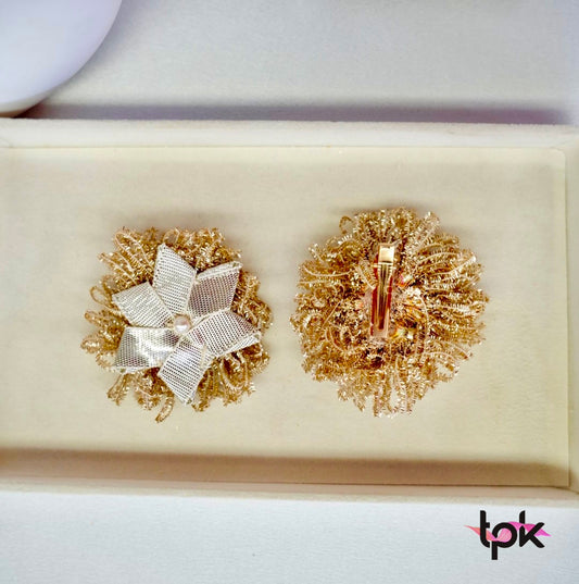 Handmade Gotta Hair Clips Pair - Light Gold