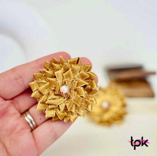 Handmade Gotta Hair Clips Pair - Dark Gold