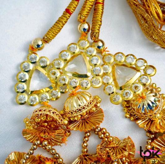 Kundan Mirror Punjabi Paranda with Golden Tassels