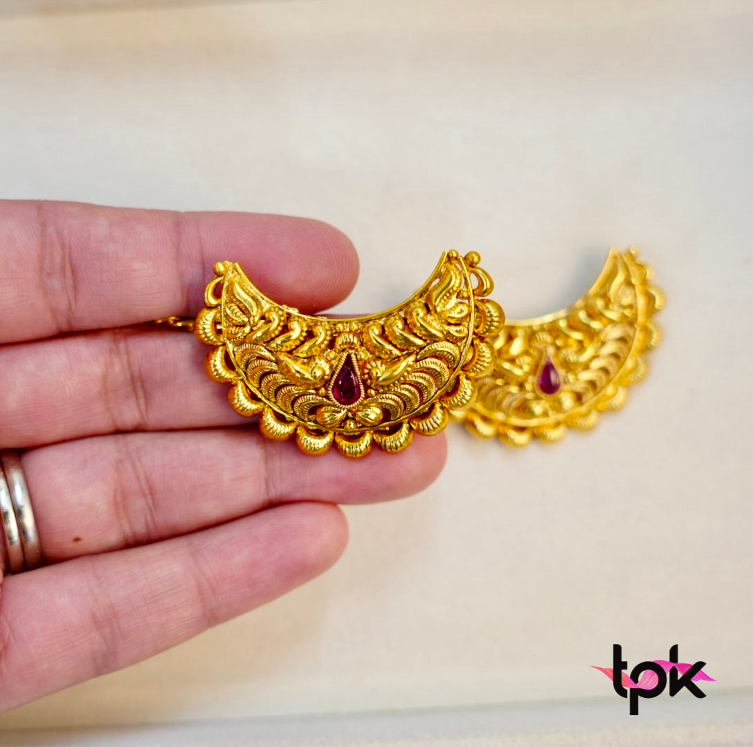 Gold Plated Chand Hair Clips Pair (Copper Base)