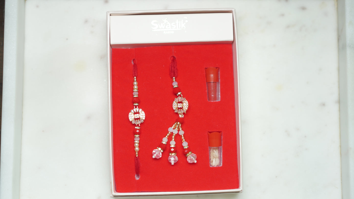 Veera Bhabi Rakhi Combo set in American Diamond