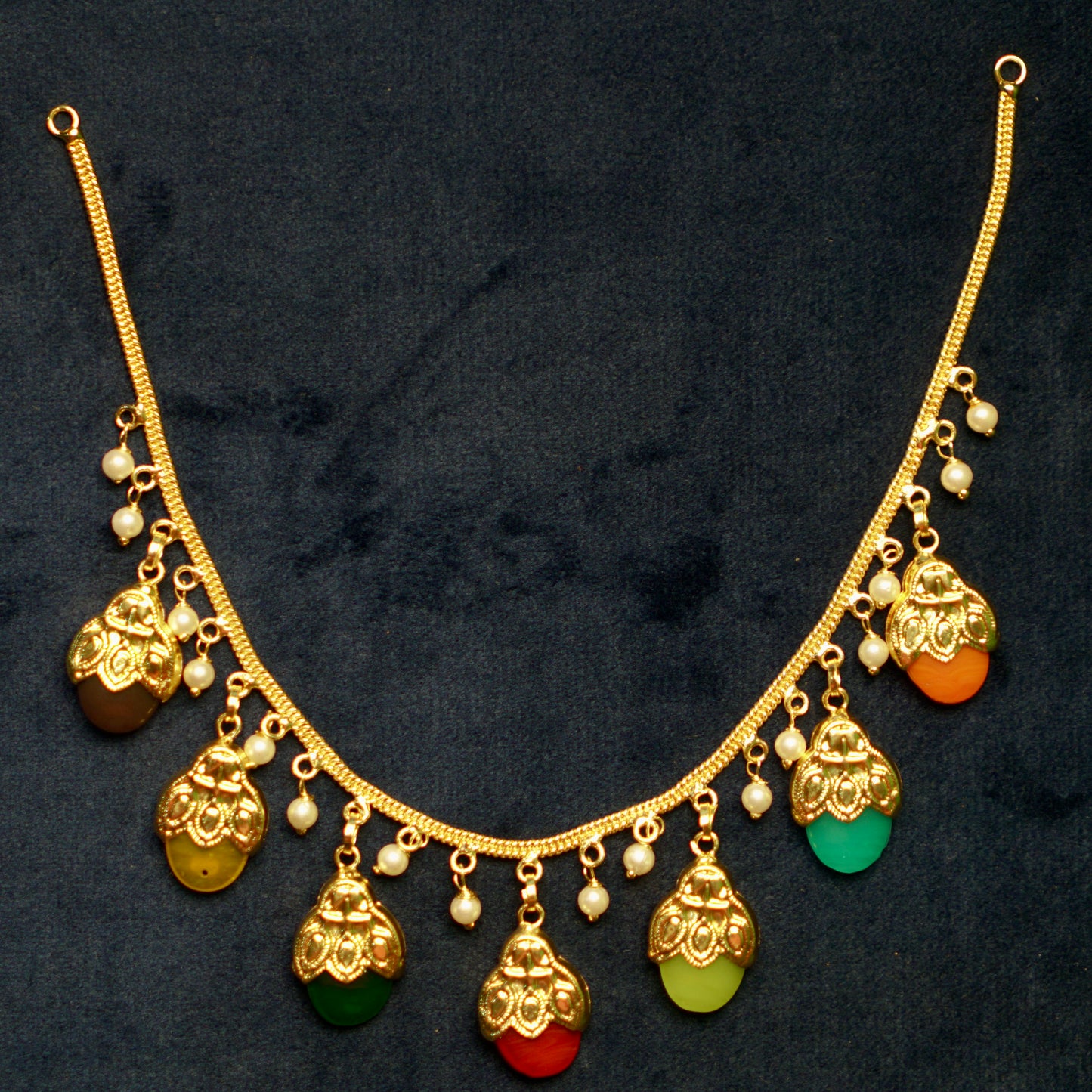 Punjabi Traditional Dakh Set with Multi color Stones