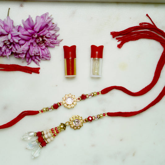 Veera Bhabi Rakhi Combo set in American Diamond
