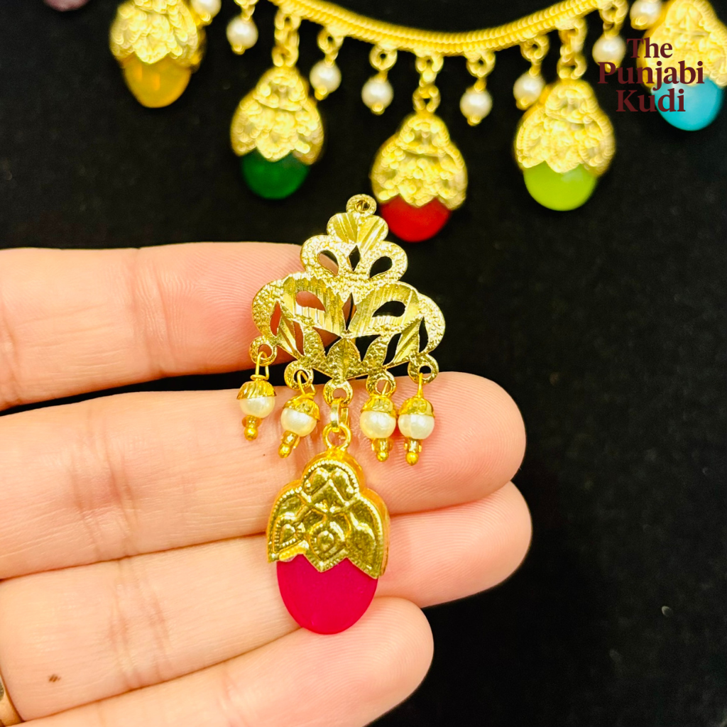 Punjabi Traditional Dakh Set with Multi color Stones
