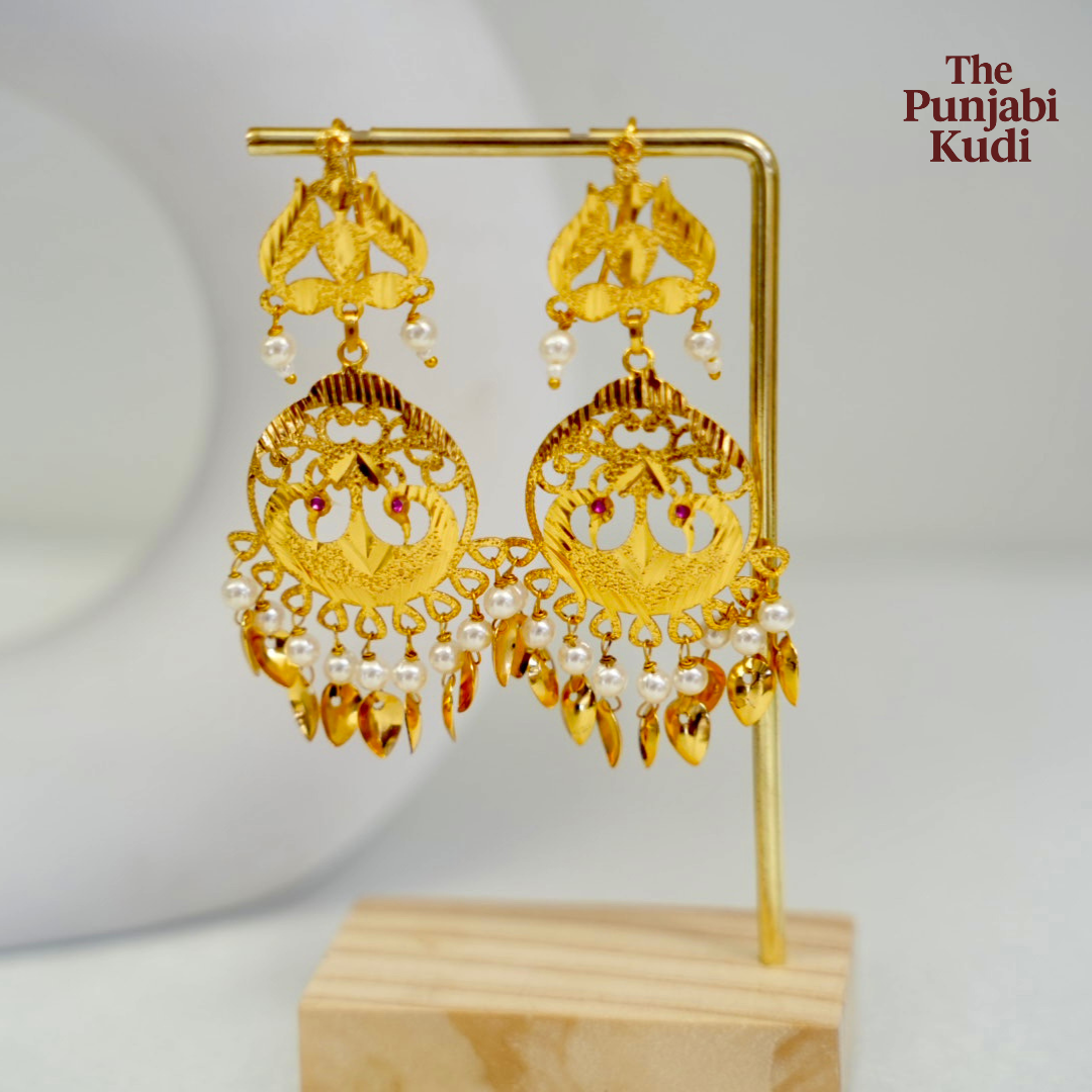 Gold Finished Morni Earrings Tikka Set