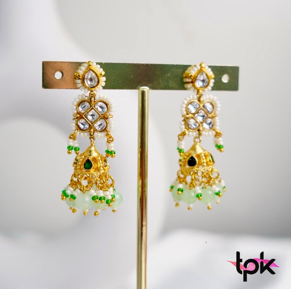 Pachi Kundan Earrings - Green