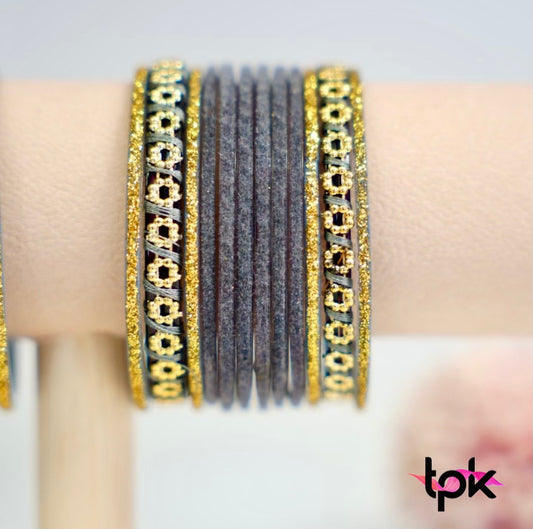 Velvet Glass Bangle Collection - Gray