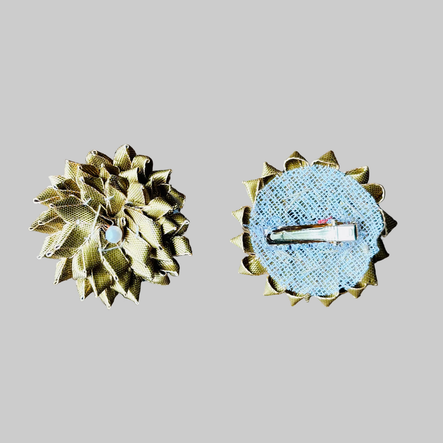 Handmade Gotta Hair Clips Pair - Dark Gold