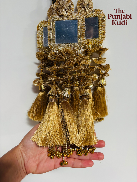 Ghungroo Large Mirror Punjabi Paranda – Traditional Hair Accessory