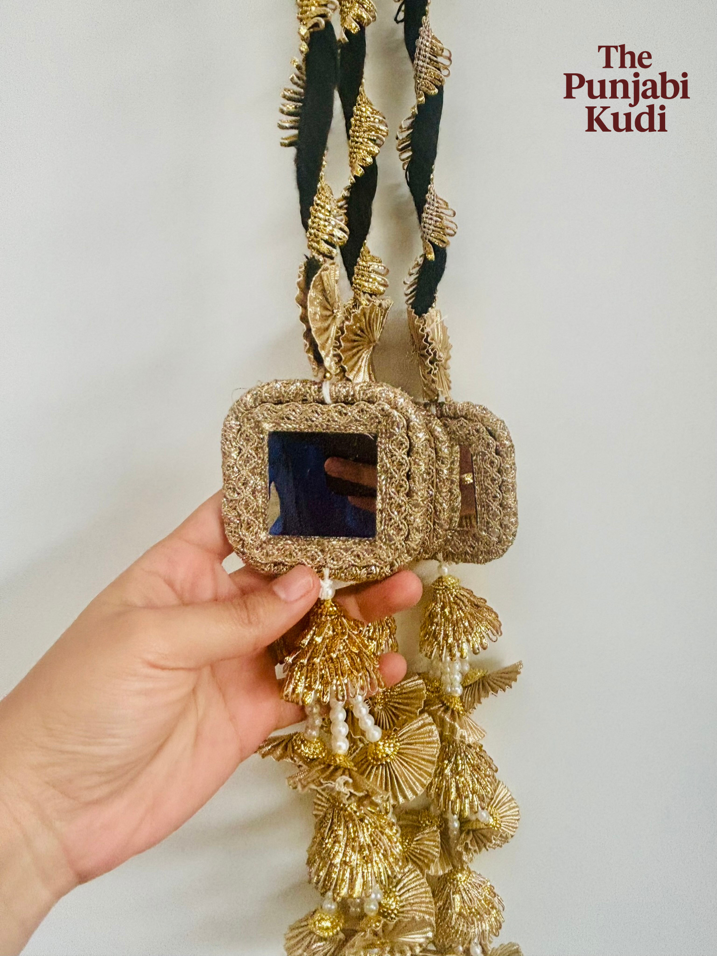 Golden Mirror Paranda – Traditional Punjabi Hair Accessory