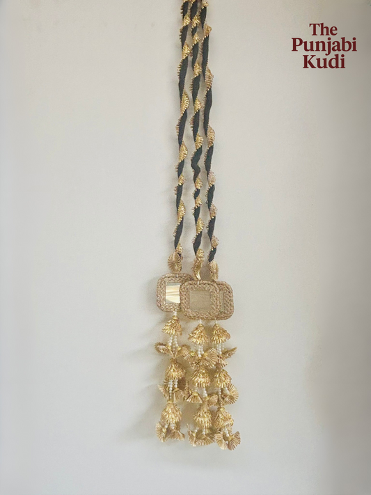 Golden Mirror Paranda – Traditional Punjabi Hair Accessory