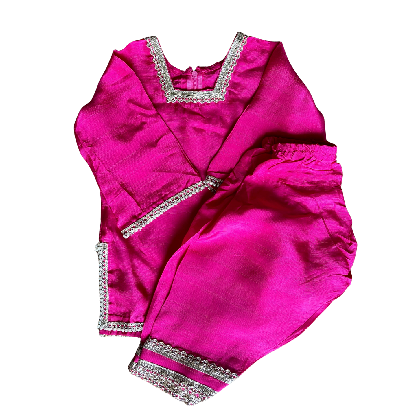Silk Farshi Salwar Suit with Chinnon Dupatta - Hot Pink (1-5 Years)