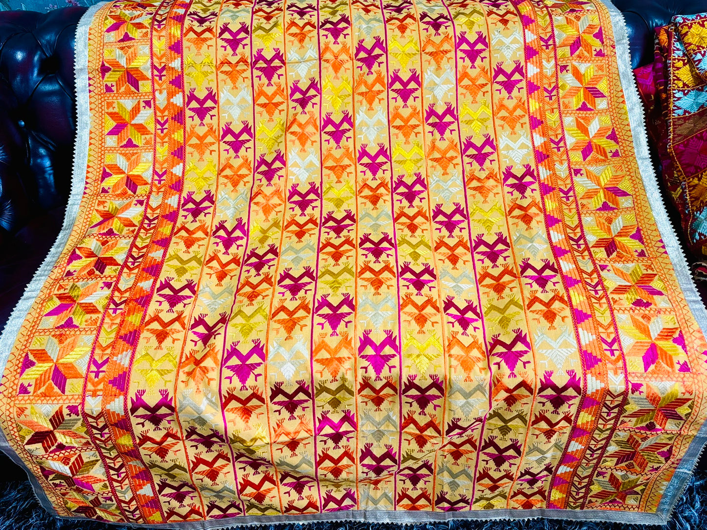 Yellow Khaddar Bagh Phulkari Dupatta