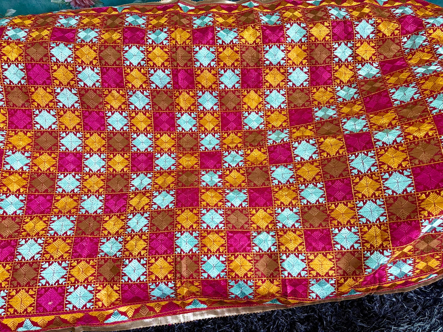 Multicolor Khaddar Bagh Phulkari Dupatta