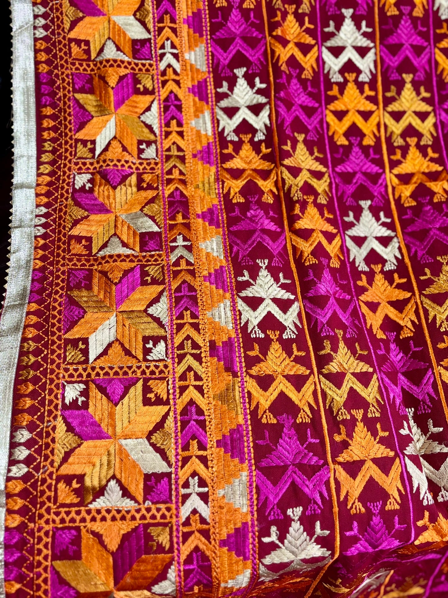 Magenta Khaddar Bagh Phulkari Dupatta