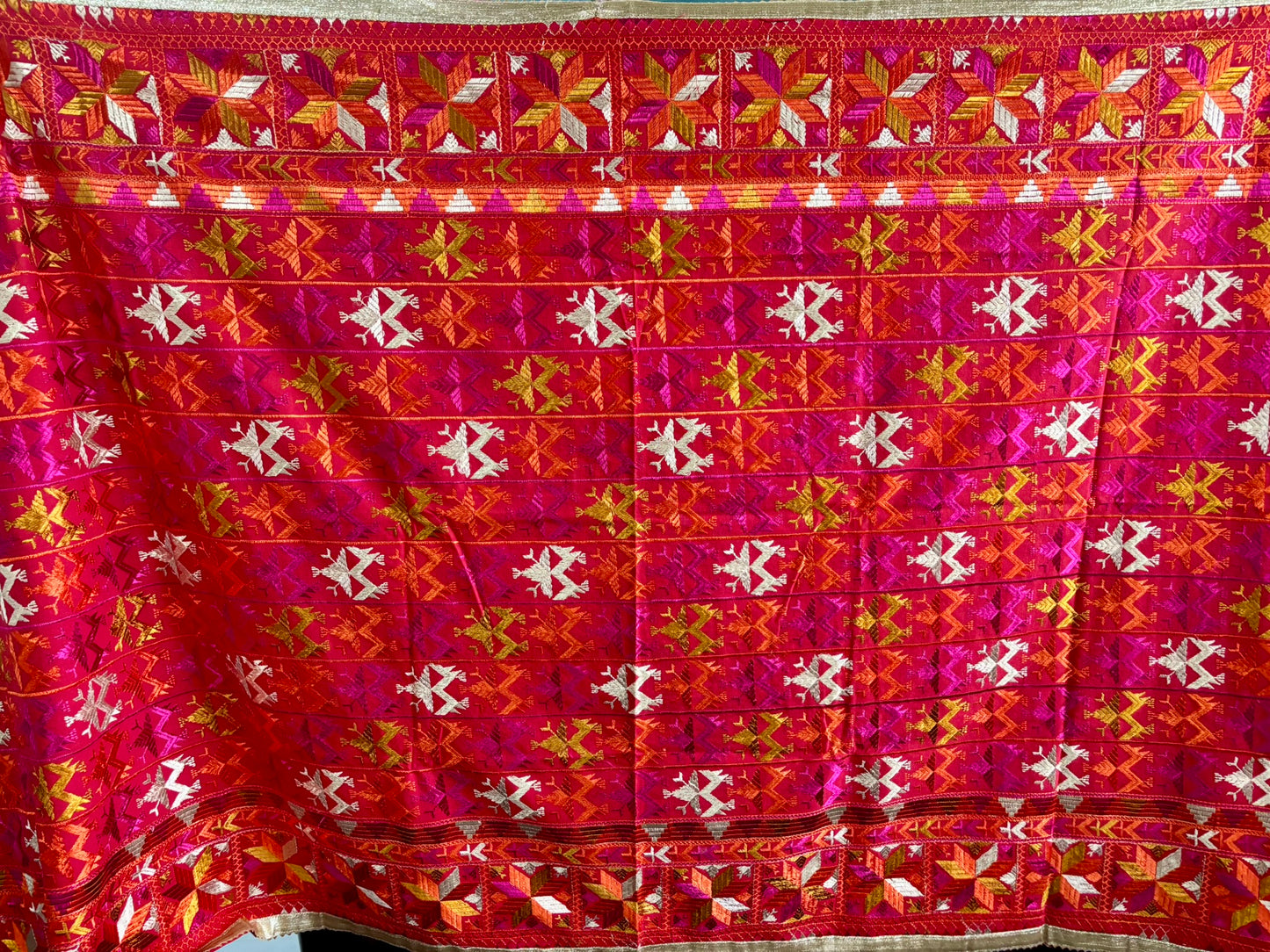 Red Khaddar Bagh Phulkari Dupatta