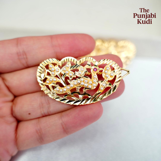 Traditional Morni Jadau Hair Clips