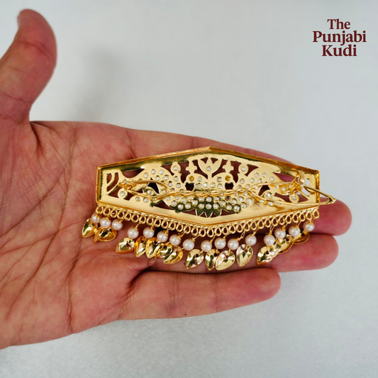 Traditional Morni Long Jadau Hair Clip