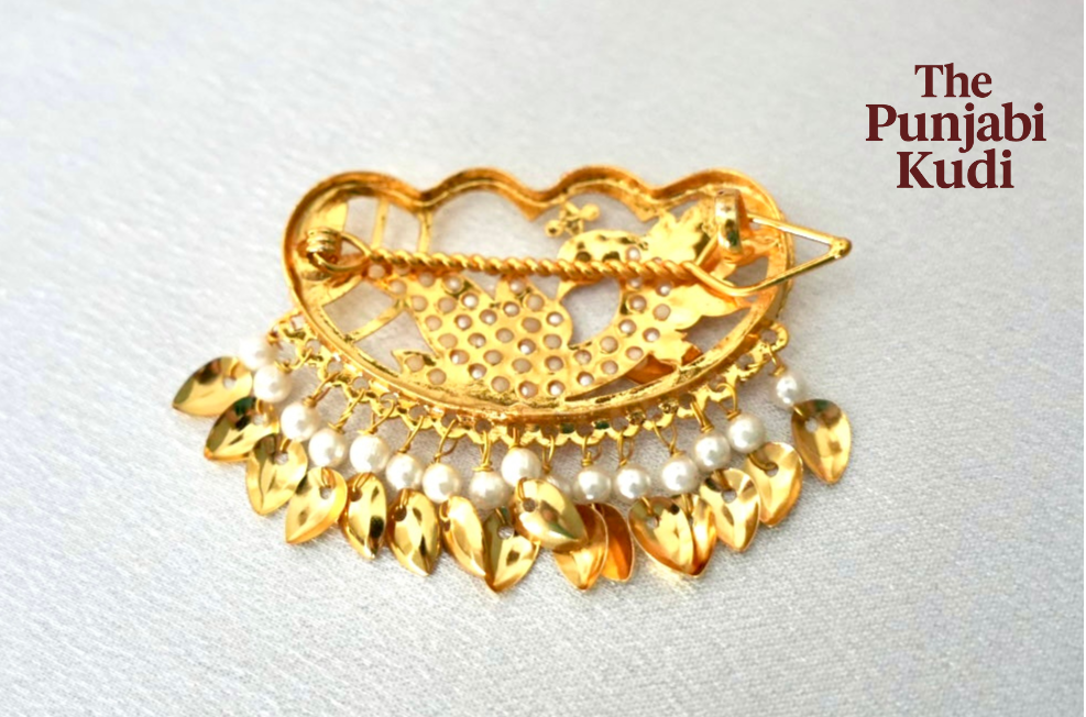 Traditional Morni Jadau Pippal Patti Hair Clips