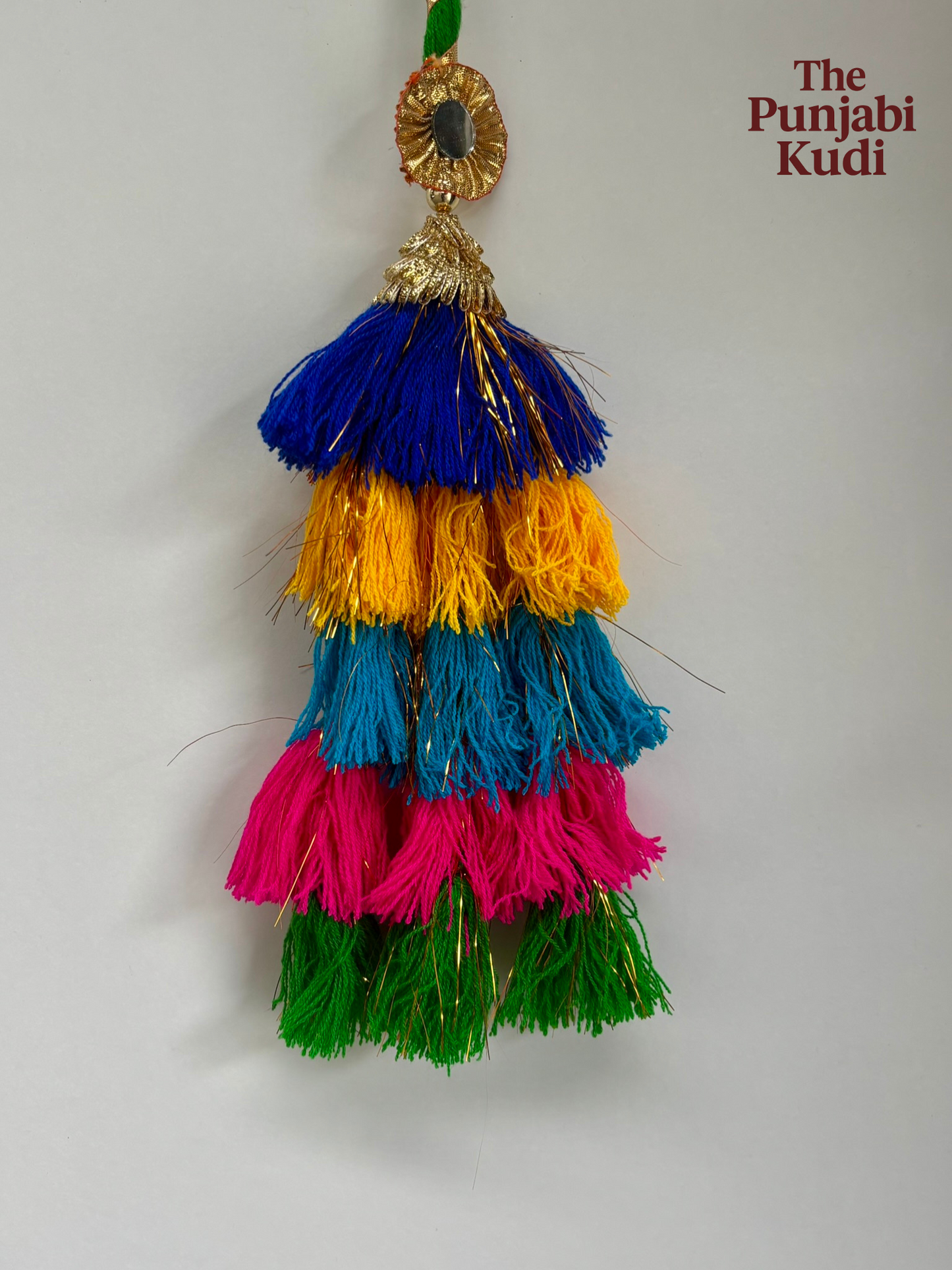 Multicolor Layered Tassel Paranda with Golden Detailing