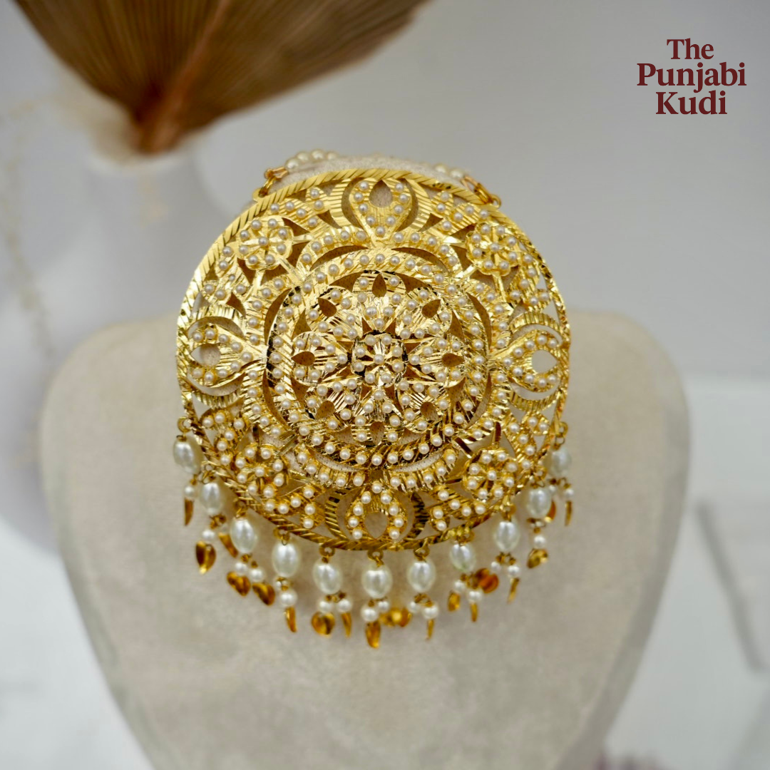 Golden Traditional Jadau Oversized Tikka