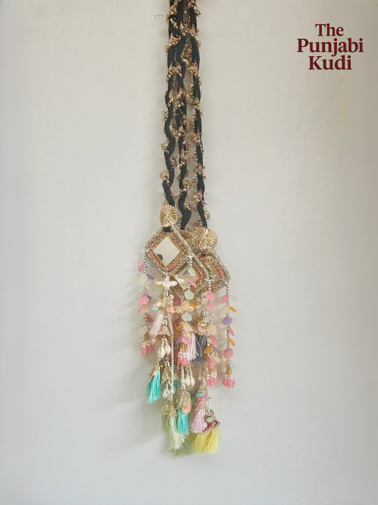 Pastel Mirror Paranda – Ethnic Punjabi Hair Accessory