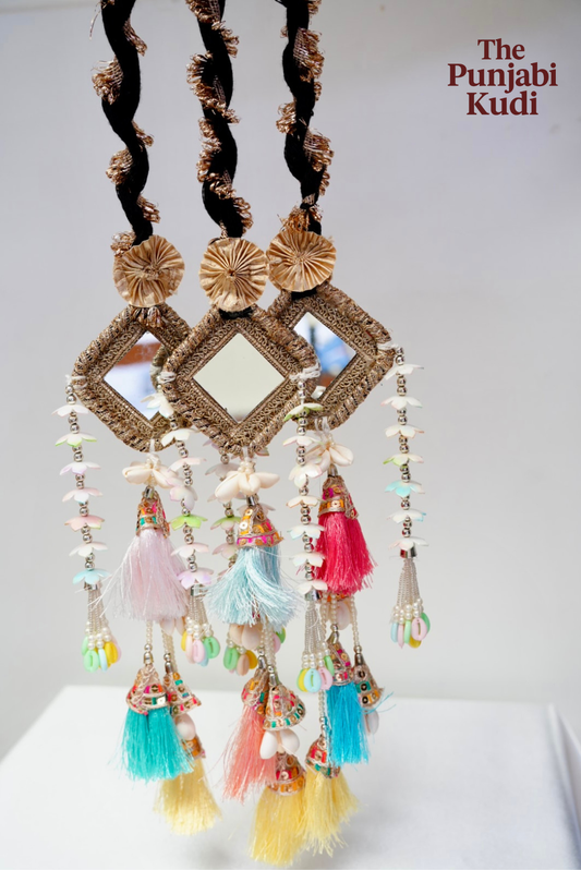 Pastel Mirror Paranda - Ethnic Punjabi Hair Accessory
