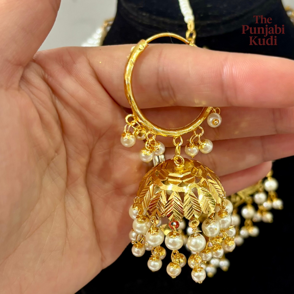 Pearl Gold Finished Choker & Jhumki Set