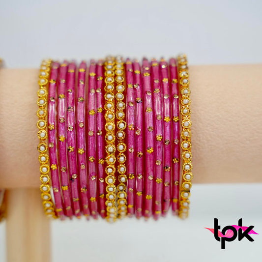 Rangrez Glass Bangle Set - Light Pink