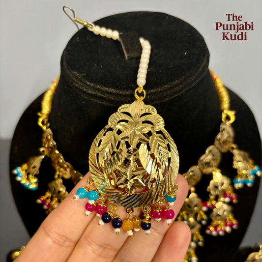 Virsa Gold Plated Choker & Earing Set Multicolor