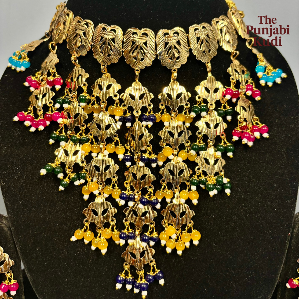 Virsa Gold Plated Choker & Earing Set Multicolor