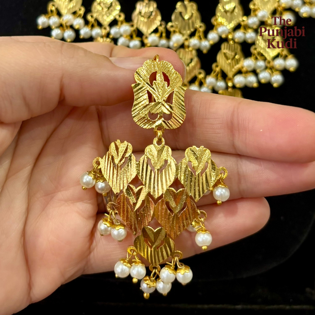 Virsa Pearl Gold Finished Choker & Earing Set