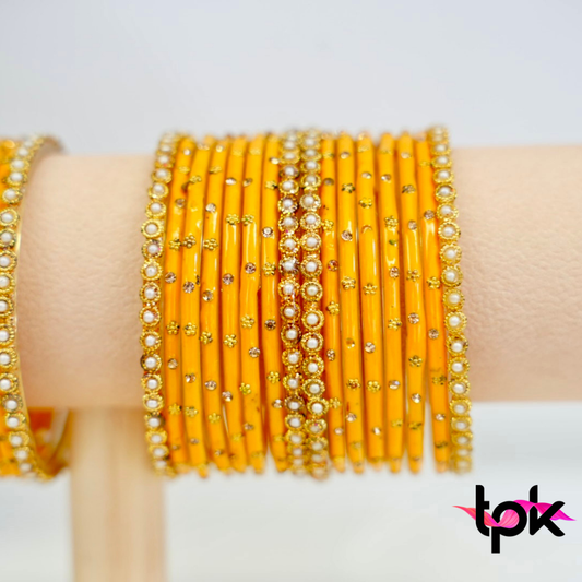Rangrez Glass Bangle Set - Yellow