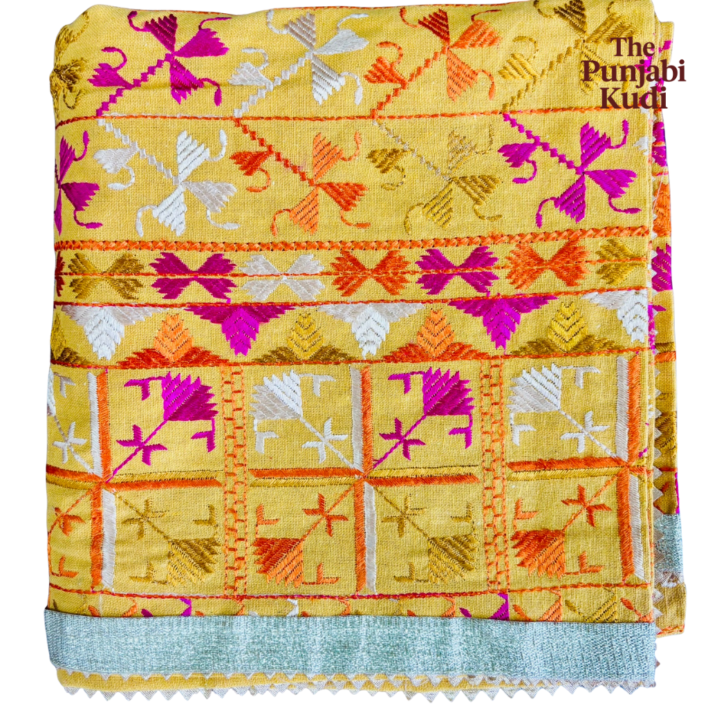 Yellow Khaddar Bagh Phulkari Dupatta